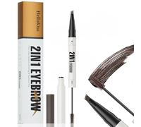 Matita Sopracciglia 3D Waterproof 2 in 1 - Doppia Estremità con Effetto Microblading a 4 Punte ed Eyeliner di Precisione - Effeto Pelo a Pelo Naturale, Lunga Tenuta Resistente all'Acqua (marrone scuro