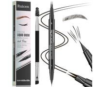 Matita Sopracciglia-Matita Sopracciglia Microblading, Ruicen Matita Sopracciglia Waterproof Due lati con 2 Fork Tip e Ultra Precisa Creare sopracciglia naturali, Fino a 24 ore - 04# Nero Marrone