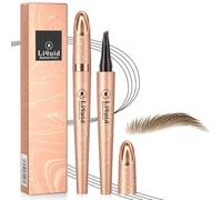 Matita Sopracciglia Microblading Facile Da Usare - Penna Sopracciglia Waterproof Effetto Ultra Naturale con 4 Punte Micro, Liquid Eyebrow Fork Tip Pen a Lunga Tenuta(11# caffè chiaro)