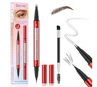 Matita Sopracciglia Microblading, Waterproof Eyebrow Pencil 2 in 1, Punte per Effetto 3D Naturale Pelo a Pelo, Pennello Incluso, Colore Intenso Lunga Durata (Marrone)