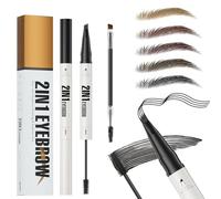 Matita Sopracciglia Waterproof, 2-in-1 Microblading Eyebrow Pen and Brow Gel con punta a 4 forchette, Crea Sopracciglia Naturali Senza Sforzo (05# Nero)