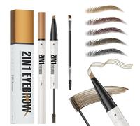 Matita Sopracciglia Waterproof, 2-in-1 Microblading Eyebrow Pen and Brow Gel con punta a 4 forchette, Crea Sopracciglia Naturali Senza Sforzo (01# Marrone Chiaro)