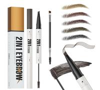 Matita Sopracciglia Waterproof, 2-in-1 Microblading Eyebrow Pen and Brow Gel con punta a 4 forchette, Crea Sopracciglia Naturali Senza Sforzo (03# Marrone Scuro)