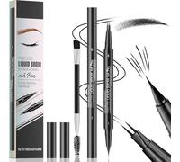 Matita Sopracciglia Waterproof, Matita Sopracciglia Microblading 3D, Penna per Sopracciglia a Doppia Estremità 2 in 1, Lunga Durata Impermeabile Matita Sopracciglio Magica con 2 Punte (Nero)