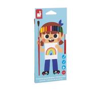 Janod Set di 12 matite acquerellabili + 1 Pennello Incluso-Mina Morbida e Resistente-Disegna e dipingi allo Stesso Tempo-Hobby creativi-dai 3 anni-J07415, Multicolore, J07415