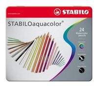 STABILO Matita colorata acquarellabile - STABILOaquacolor - Scatola in Metallo da 24 colori assortiti