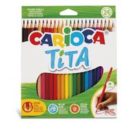 CARIOCA TITA, Matite Colorate, Set di Matite in Resina Esagonali, Pastelli per Bambini e Adulti, Ideali per Disegnare e Colorare, Scrittura Morbida, Colori Assortiti, 24 Pezzi