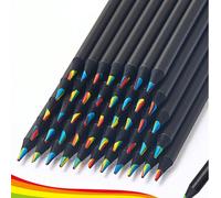 Matite colorate con nucleo arcobaleno, sette colori con lo stesso nucleo, matite colorate con nucleo avanzato in legno nero, confezione adatta per studenti, matite colorate per disegnare e segnare 6 p