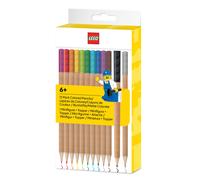 IQ LEGO 52064 - Confezione da 12 matite colorate con inserto in pietra LEGO, 12 colori vivaci, compatibile con sistema di carta da lettere LEGO, dai 6 anni, 12 matite colorate