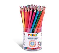 PRIMO - Matite Colorate Bambini +3 Anni in Barattolo Mina Ø2.9 mm, 72 Pezzi in 12 Colori a Matita Sfumabili Colore Pieno, Colori per Bambini Colorare, Lavoretti Creativi e Hobby, Set Matite Cartoleria