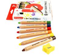 Matite Colorate Jumbo Soft Colour Easy Grip Bruynzeel 6 Colori + Temperamatite