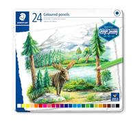 Matite colorate STAEDTLER 146C - astuccio in metallo da 24, assortite | Mina morbida in colori vivaci - in legno proveniente da foreste gestite in modo sostenibile - Codice articolo 146C M24
