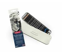 Derwent Watersoluble Set Di 6 Matite Acquerellabili, 2 X Hb, 2 X 4B, 2 X 8B, 1 X Temperino E 1 X Astuccio In Metallo, Ottimale Per Schizzi, Qualità Professionale, Grafite, Set da 8 pezzi