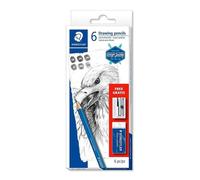 Matite da Disegno Staedtler Mars Lumograph - Scatola da 6 con Gomma e Temperino