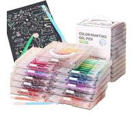 Matite gel colorate - Pennarello creativo - Matite colorate con inchiostro a colori e scatola di immagazzinaggio di grande capacità scrittura liquida per bambini disegno scarabocchiare diario arte