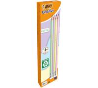 Matite in Grafite BIC Evolution Pastel con Gomma per Cancellare e Mina HB Resistente agli Urti - 4 Diversi Colori del Fusto, Pacco da 12