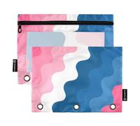 Matite ondulate blu pesca con sacchetti trasparenti per matite di grande capacità, raccoglitore a tre anelli, organizzatori da ufficio per scuola scolastica, multicolore, 2 pezzi