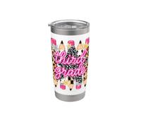 Matite per ragazze di terzo grado Composizione leopardata a righe preppy Bicchiere termico in acciaio inox doppia parete