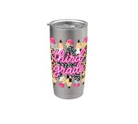 Matite per ragazze di terzo grado Composizione leopardata a righe preppy Bicchiere termico in acciaio inox doppia parete
