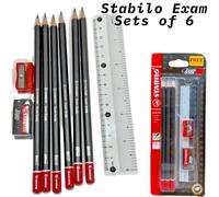 Matite STABILO Per Esame 2B 6pz + Temperamatite Righello E Gomma - (Set Di 6)