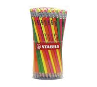 Matite Swano Fluo Stabilo HB con Gommino, Barattolo 96 Pezzi