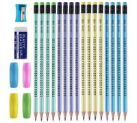 Matite triangolari per bambini, 16 matite in grafite antiscivolo, con 4 strumenti per scrivere e disegnare