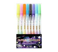 Matitte per matite con contorno di glitzer-8-pack a doppia facciate scrivendo delicatamente | Cartoline di auguri dei personaggi, biglietti d'auguri, diari, scrapbook, pianificazione del calendario, a