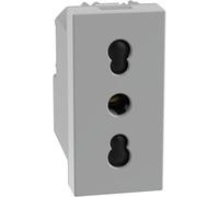 Presa bipasso 2P+T 16 A 250Vac- interasse 19 mm e 26 mm MatixGo Bticino JG4180 silver