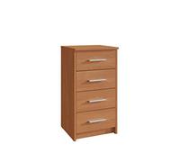 MATKAM Cassettiera Bodo 4S con quattro cassetti, h/p/p 75 x 40 x 35 cm, maniglie in metallo, guide in metallo (ontano)