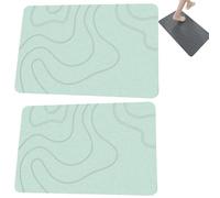 Matmend Bath Mat, Matmend Stone Bath MatStone, Water Absorbing Rug Outside Shower, Diatomaceous Earth Stone Material for bathroom floor (Gray) (2 Green,23.6 * 35.4in)
