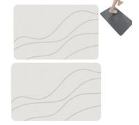 Matmend Bath Mat, Matmend Stone Bath MatStone, Water Absorbing Rug Outside Shower, Diatomaceous Earth Stone Material for bathroom floor (Gray) (2 White,19.7 * 31.5in)