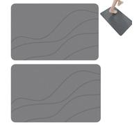 Matmend Bath Mat, Matmend Stone Bath MatStone, Water Absorbing Rug Outside Shower, Diatomaceous Earth Stone Material for bathroom floor (Gray) (2 Gray,15.7 * 23.6in)