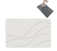 Matmend Bath Mat, Matmend Stone Bath MatStone, Water Absorbing Rug Outside Shower, Diatomaceous Earth Stone Material for bathroom floor (Gray) (White,15.7 * 23.6in)