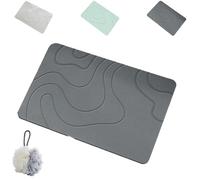 Matmend Bath Mat, Quick-Drying Non-Slip Diatomaceous Earth Water Absorbing Rug Outside Shower, Ideal for Bathroom Floors, Entryways & Wet Areas (Black, 60 * 90)