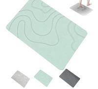 Matmend Bath Mat, Stone Bath Mat Diatomaceous Earth Quick Drying Non-Slip Shower Mats, Water Absorbing Rug Outside Shower, Diatomaceous Earth Stone Material, Natural Easy to Cleans (Green,L)