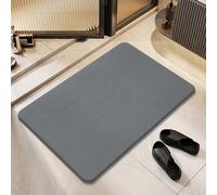 Matmend Bath Mat, Stone Bath Mat, Quick Drying Non-Slip Shower Mats, Water Absorbing Rug Outside Shower, Diatomaceous Earth Stone Material (Dark Gray-L)