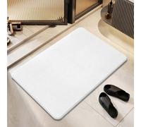 Matmend Bath Mat, Stone Bath Mat, Quick Drying Non-Slip Shower Mats, Water Absorbing Rug Outside Shower, Diatomaceous Earth Stone Material (White-L)