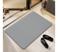 Matmend Bath Mat, Stone Bath Mat, Quick Drying Non-Slip Shower Mats, Water Absorbing Rug Outside Shower, Diatomaceous Earth Stone Material (Gray-L)