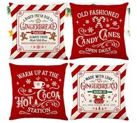 Matoebyr Coperture Per Cuscini Natalizie | 4 Pezzi Fodere Per Cuscini 46x46 cm Quadrate Stagionali - Copricuscino Per Divano - Per Casa Camera Da Inverno Divano Sofà Ufficio Hotel