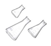 Matraccio Conico in Vetro 3 Pezzi 50 150 250ml per Studenti | Scala Chiara, Misura Accurata, Superficie Liscia e Arrotondata, Adatto a Chimica Classica e Organica