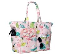 Matreeglam Borsa da spiaggia da donna, extra large, impermeabile, con fenicottero hawaiano, per piscina, shopping, viaggi, vacanze, palestra, Stile 2, 45L, Extra Large
