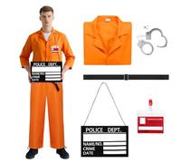 Matreeglam Costume da prigionieri, unisex, per adulti, uniforme da prigioniero, unisex, per Halloween e cosplay (stile 1, M)
