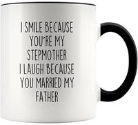 Matrigna sorridi perché sei la mia matrigna, ridi perché hai sposato mio padre, tazze da caffè originali, tazza da caffè con stampa su entrambi i lati, tazza da tè in ceramica per mamma, papà, amico,