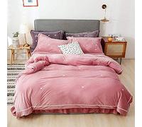 Matrimoniale Trapunta Doppia Dimensione Biancheria da Letto coperture per piumone Inverno Set Piatto a Doppio Foglio di Flanella Caldo Super Morbido Addensato (Regina Rosa)