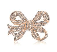 Bling Jewelry Matrimonio d'inverno in Stile Vittoriano Vacanze in Bianco Cristallo Scintillante Pave Moda Sposa Grande Dichiarazione Nastro Filigranato Arco Sciarpa Spilla Pin per Donne Placcato Rosa