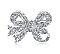 Matrimonio D'Inverno In Stile Vittoriano Vacanze In Bianco Cristallo Scintillante Pave Moda Sposa Grande Dichiarazione Nastro Filigrana Arco Sciarpa Spilla Pin Per Donne Placcato Argento