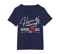 Matrimonio per 25 Anni, Regalo di Nozze Maglietta, Donna Plus-Size, Navy, 5X