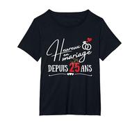 Matrimonio per 25 Anni, Regalo di Nozze Maglietta, Donna Plus-Size, Nero, 4X