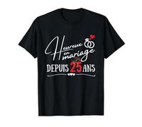 Matrimonio per 25 anni, regalo di nozze Maglietta, Uomo, Nero, L