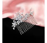 Matrimonio Pettine Placcato Rodio Rame Zircone Cubico Ballo O Damigella